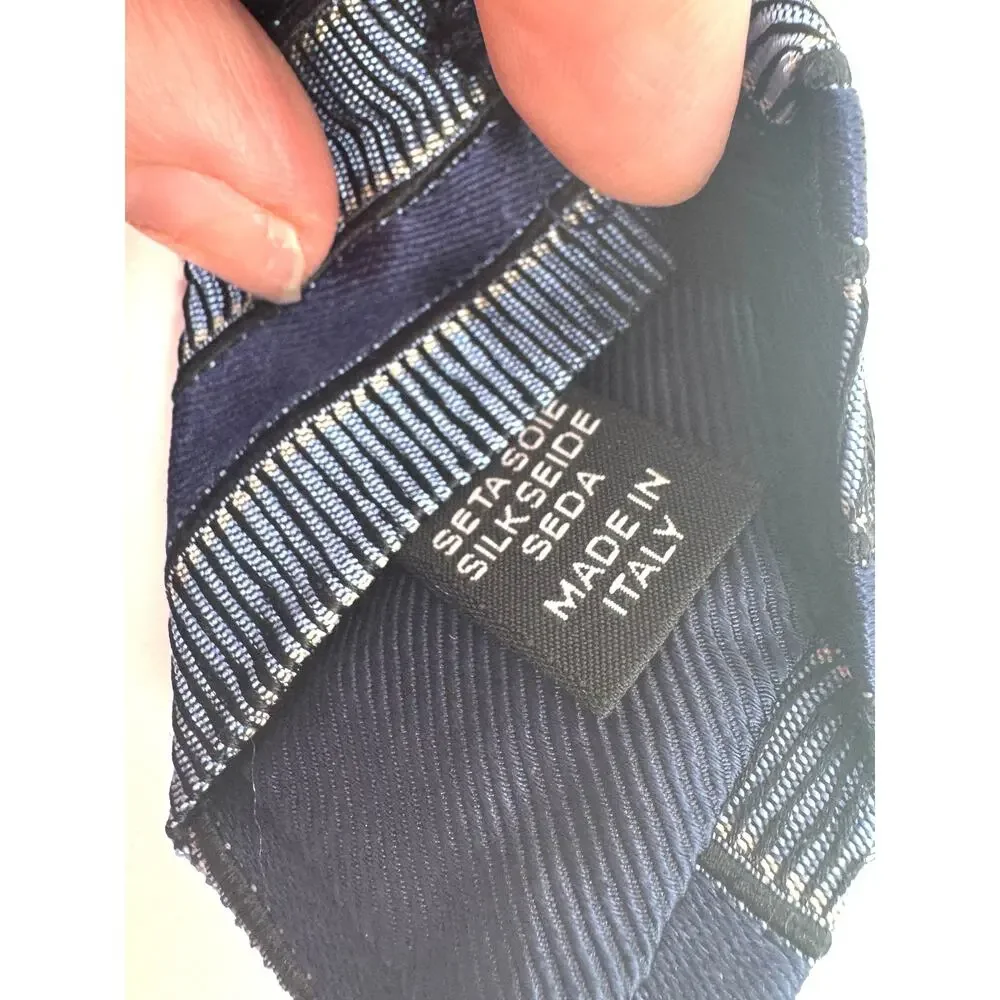 Ermenegildo Zegna Men's Blue Striped Silk Tie Made in Italy